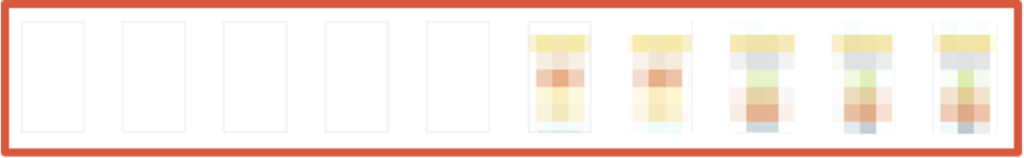 A timelapse of the web page loading. There are 10 boxes with the first five being blank to illustrate that no image has loaded, while the last five have blurred out images to illustrate that the webpage finally loaded.